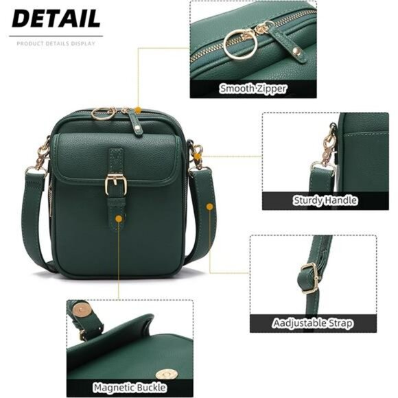 Vintage Crossbody Messenger Bag Small PU Leather Shoulder Bag with Card Slots - Picture 3 of 7